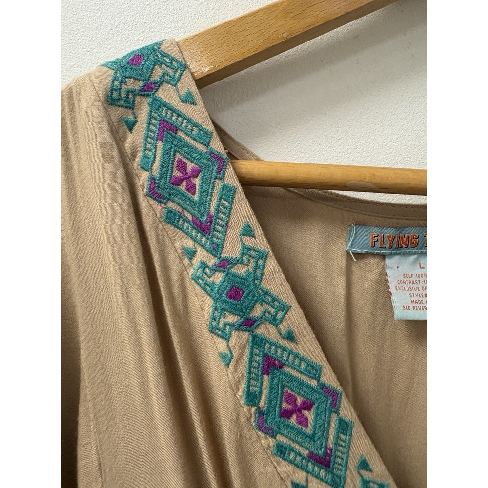 Flying Tomato Anthropologie Maxi Dress Multicolor Fluted Sleeves Boho Vacation - Picture 3 of 16